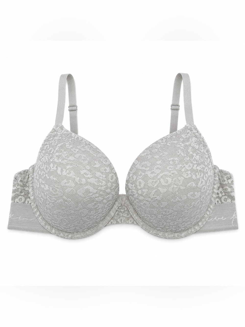PINK Victoria’s Secret Wear Everywhere Push Up Bra women size 34D Gray Lace